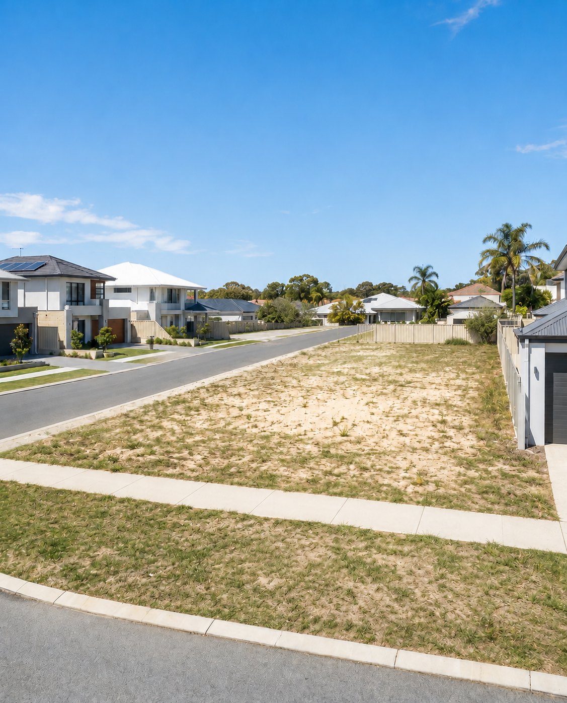 New residential design, vacant lot before construction